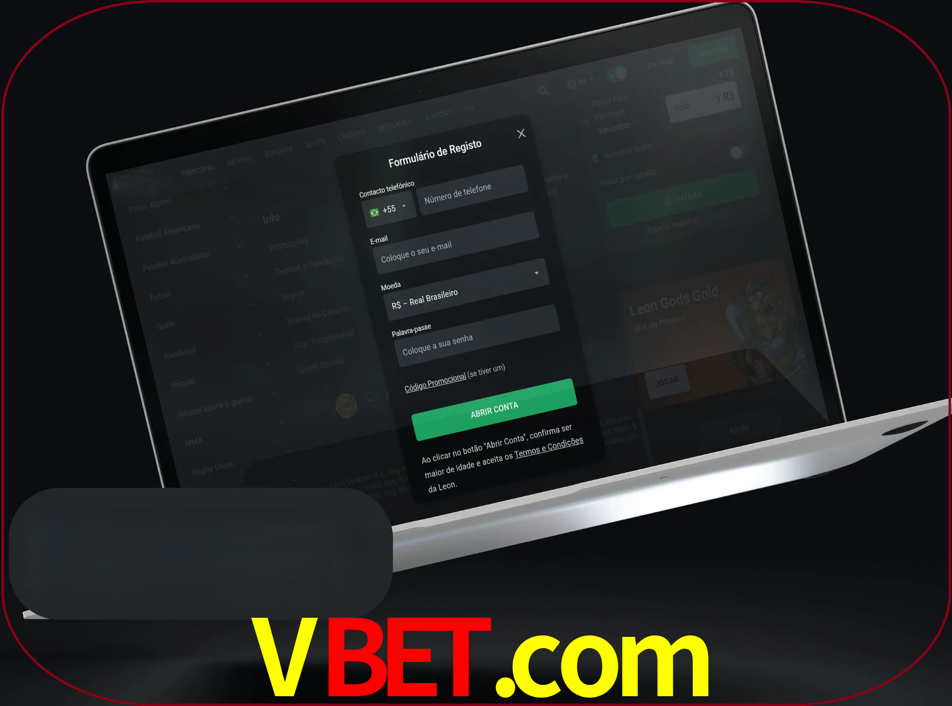 Abra o site da LeonBet e crie sua própria conta.