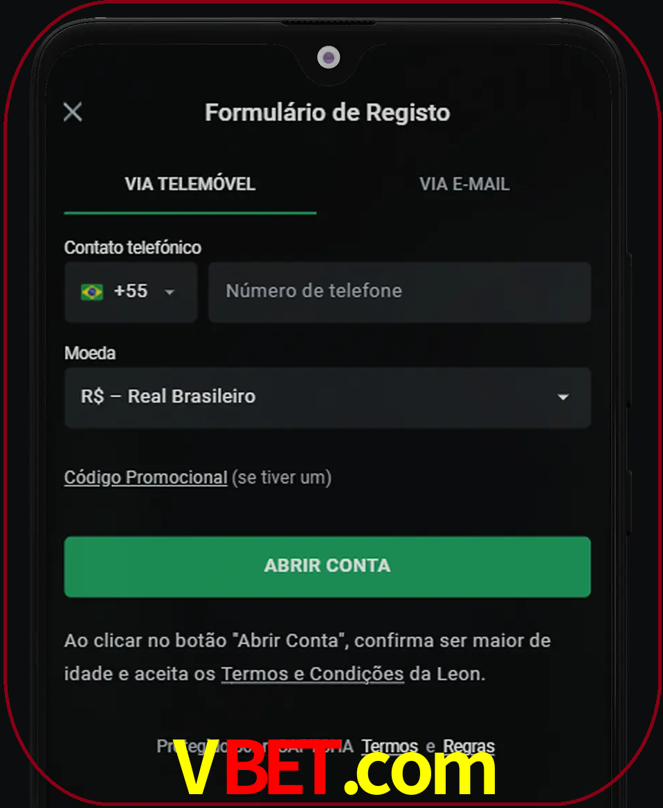 Abra o aplicativo e inicie o processo de registro.